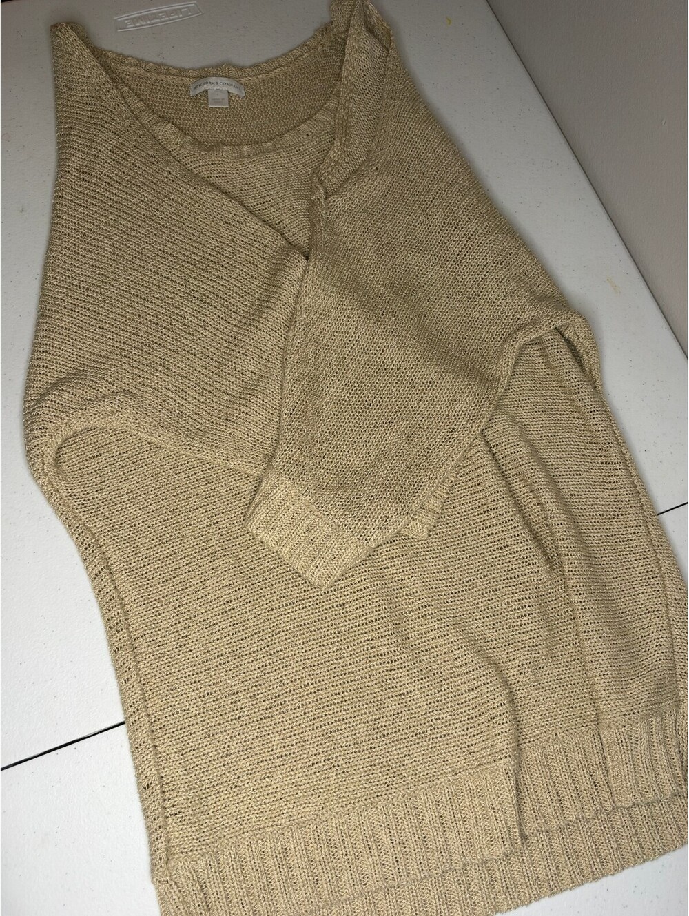 New York & Company women's beige sleeveless sweater top